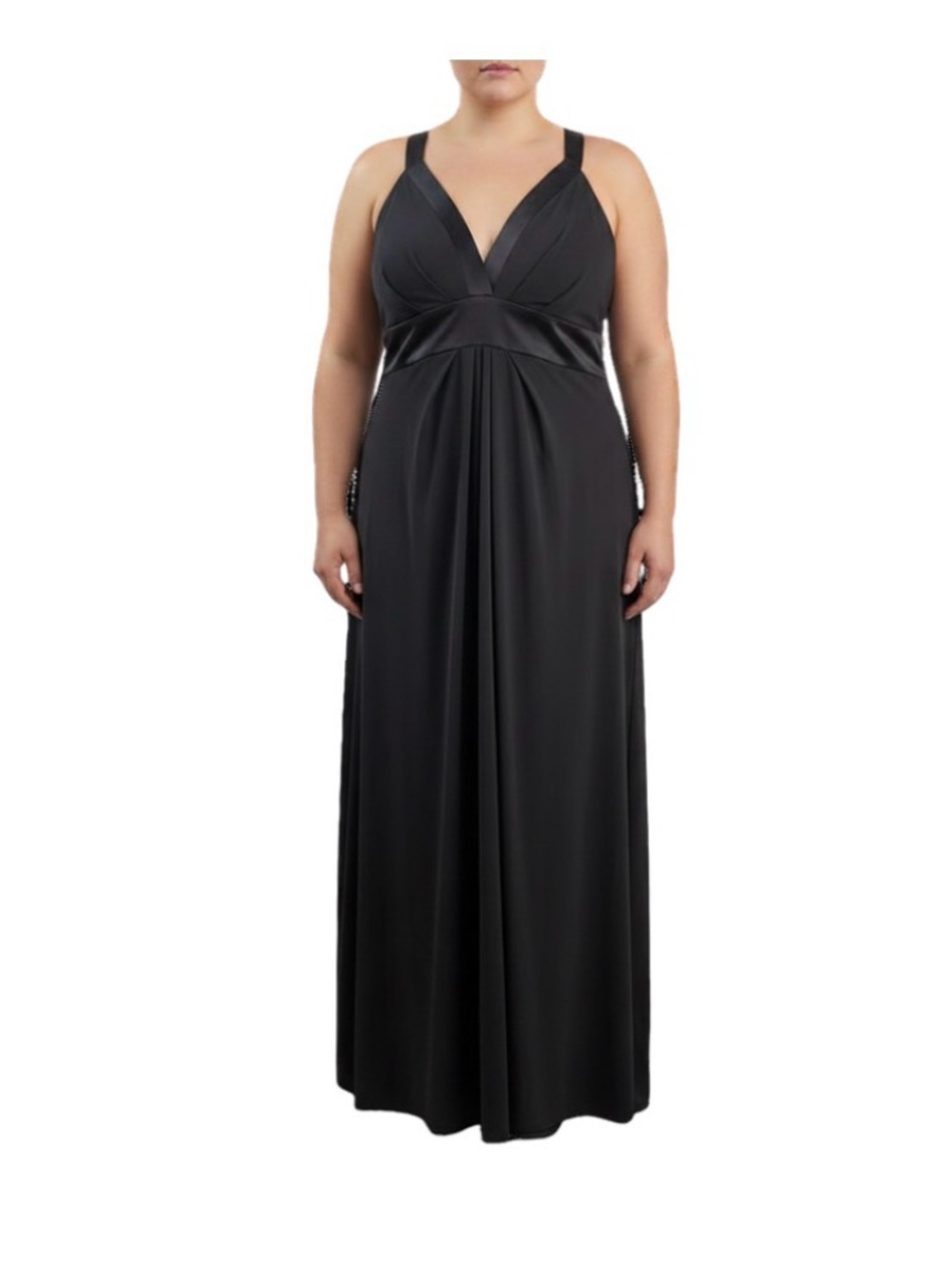WHIT Black V-Neck Empire Waist Maxi Dress